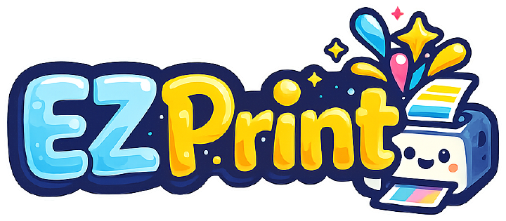 The EZPrint printer mascot, grinning as a page comes out